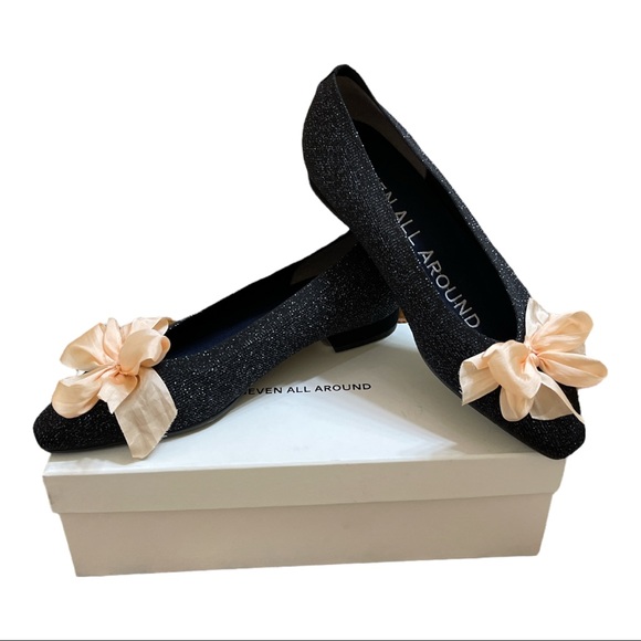 Seven All Around Shoes - Seven All Around No.3 Ballerina Flats Shoes Black Sparkle Beau Collection